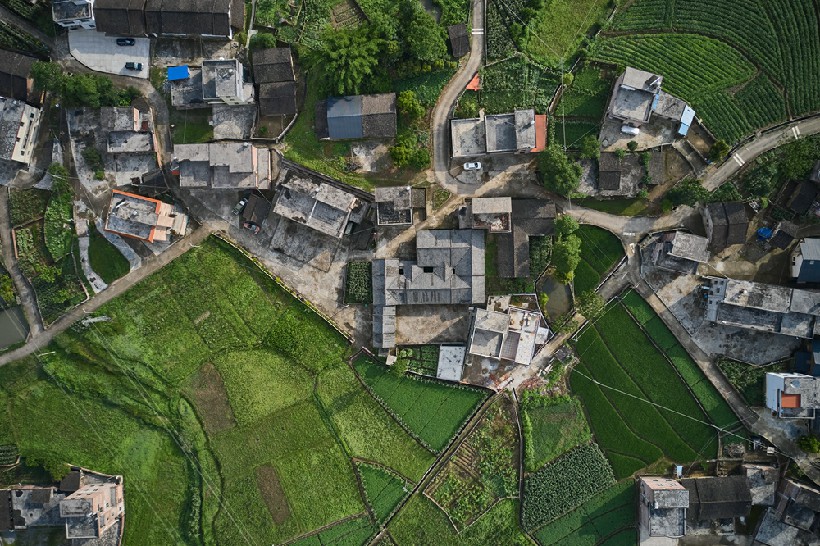 航拍连南县寨岗镇安田海螺墩村白屋革命遗址