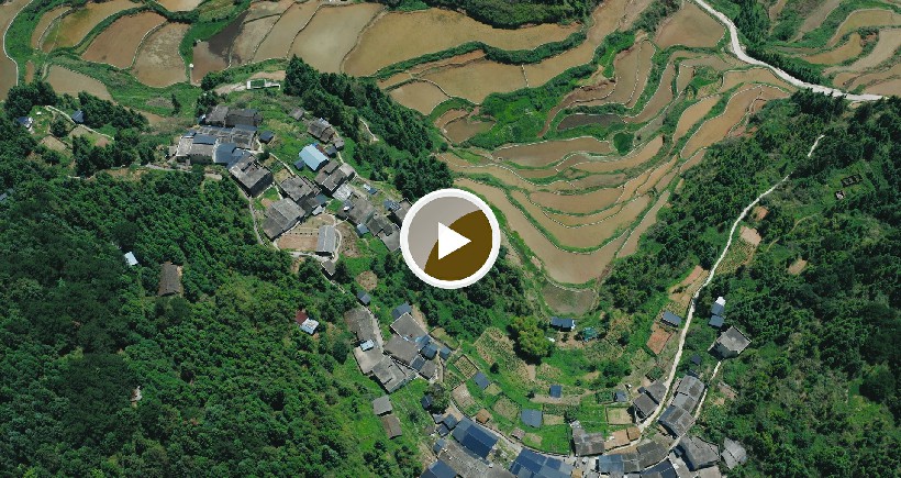 连南县大坪镇瑶排梯田国家湿地公园，大古坳村梯田。