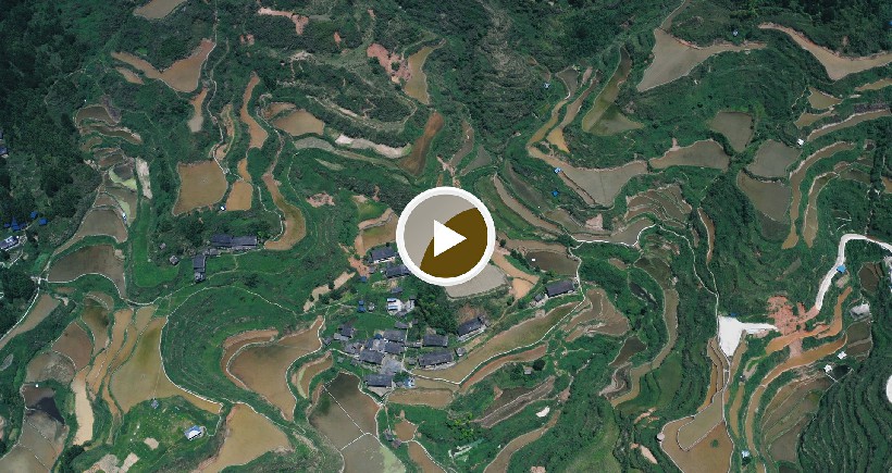 连南县大坪镇瑶排梯田国家湿地公园，大古坳村梯田。